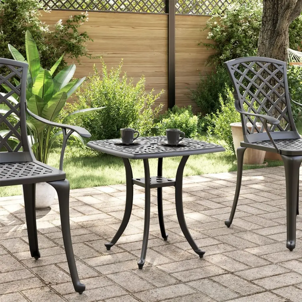 Garden Table Black 53x53x53 cm Cast Aluminium Outdoor Patio Furniture with