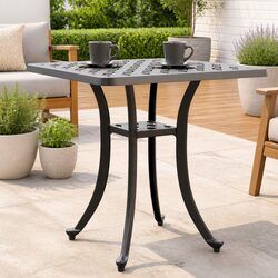 53x53x53 cm Black Square Garden Table – Cast Aluminium