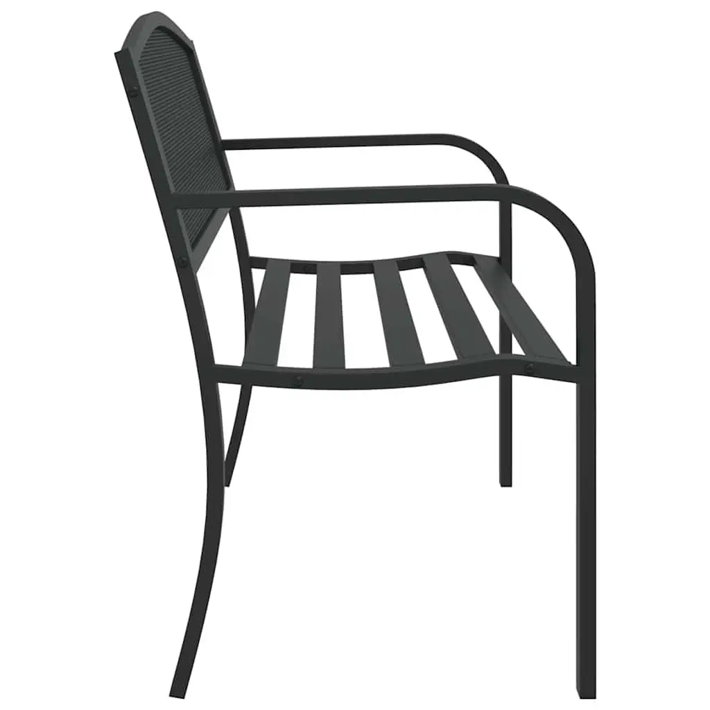 Garden Bench Outdoor Seating 119cm Black Steel Frame