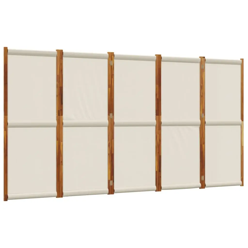 5-Panel Room Divider Grey Folding Privacy Screen Indoor Outdoor Space Partition