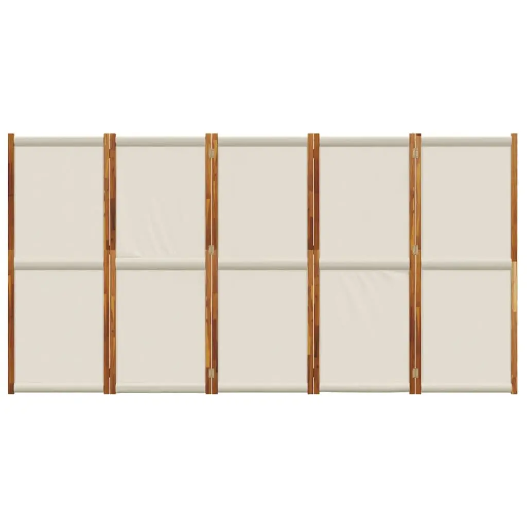 5-Panel Room Divider Grey Folding Privacy Screen Indoor Outdoor Space Partition