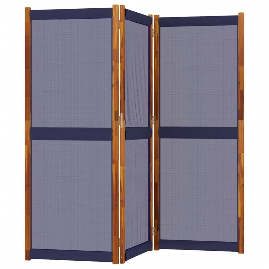 3-Panel Room Divider Blue Folding Privacy Screen Indoor Outdoor Space Partition
