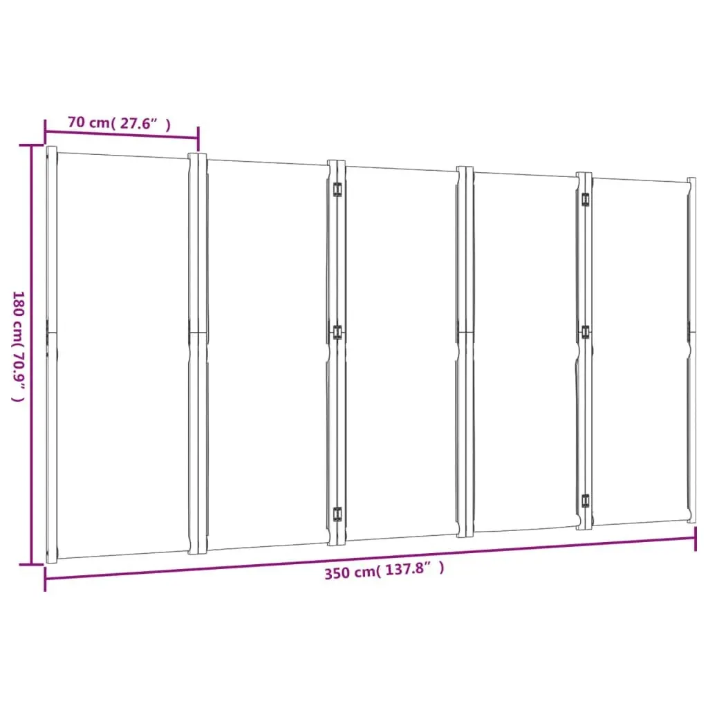 5-Panel Room Divider Screen Indoor Outdoor Privacy Partition Folding Acacia Wood 350 x 180 cm