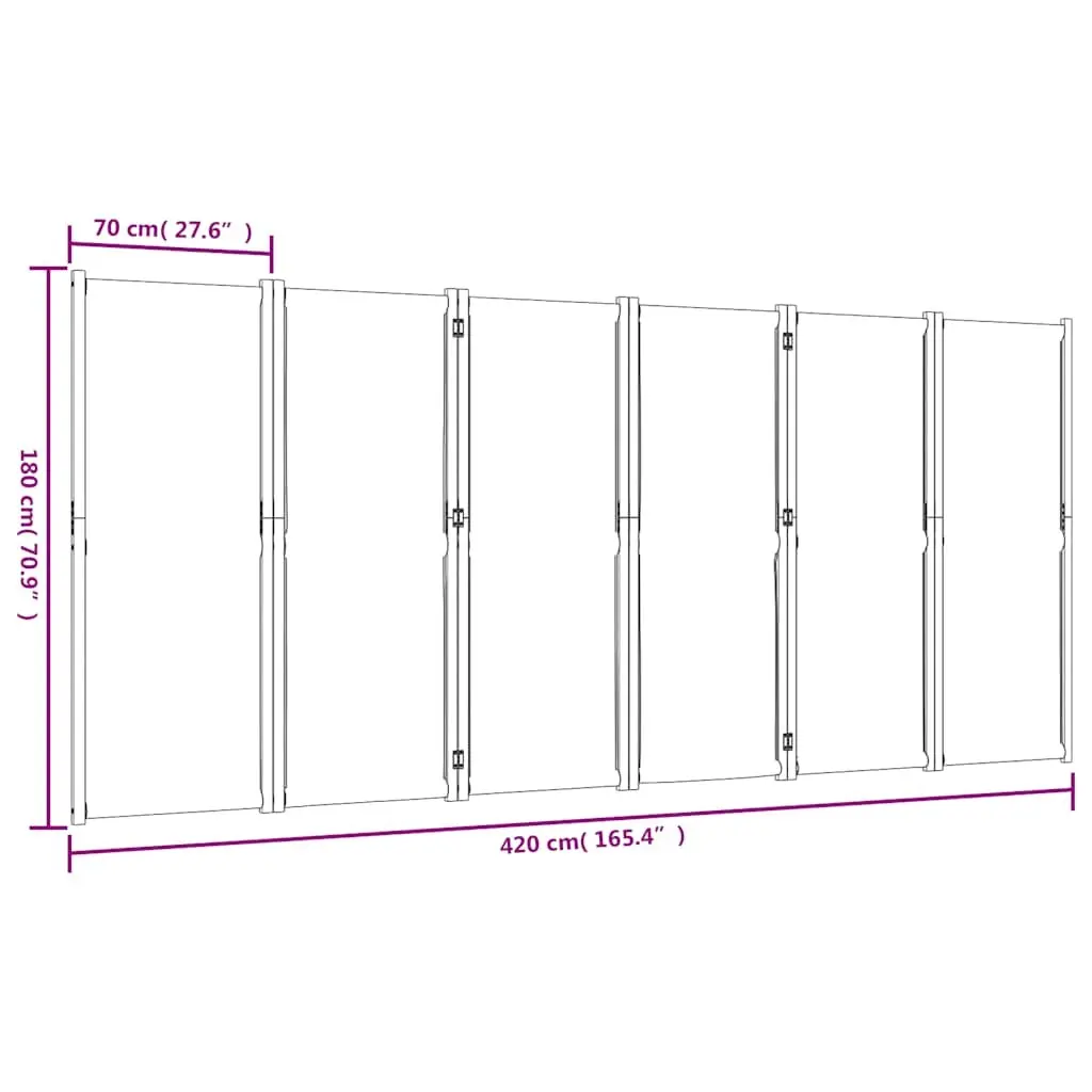 6-Panel Room Divider Indoor Outdoor Dark Blue Folding Privacy Screen 420 x 180 cm