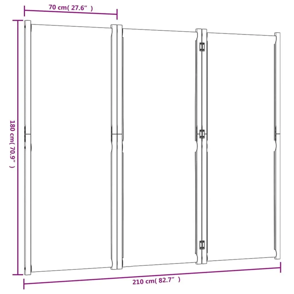 3-Panel Room Divider Folding Privacy Screen Indoor Outdoor Partition 210x180cm