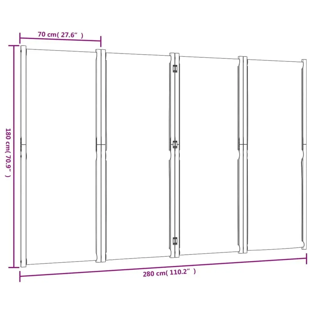 4-Panel Room Divider Folding Privacy Screen Indoor Outdoor Space Partition Taupe