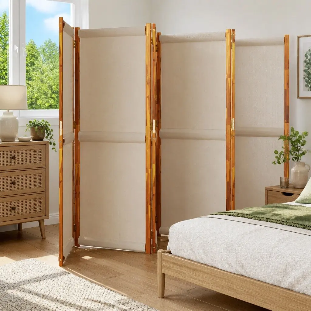 6-Panel Taupe Room Divider