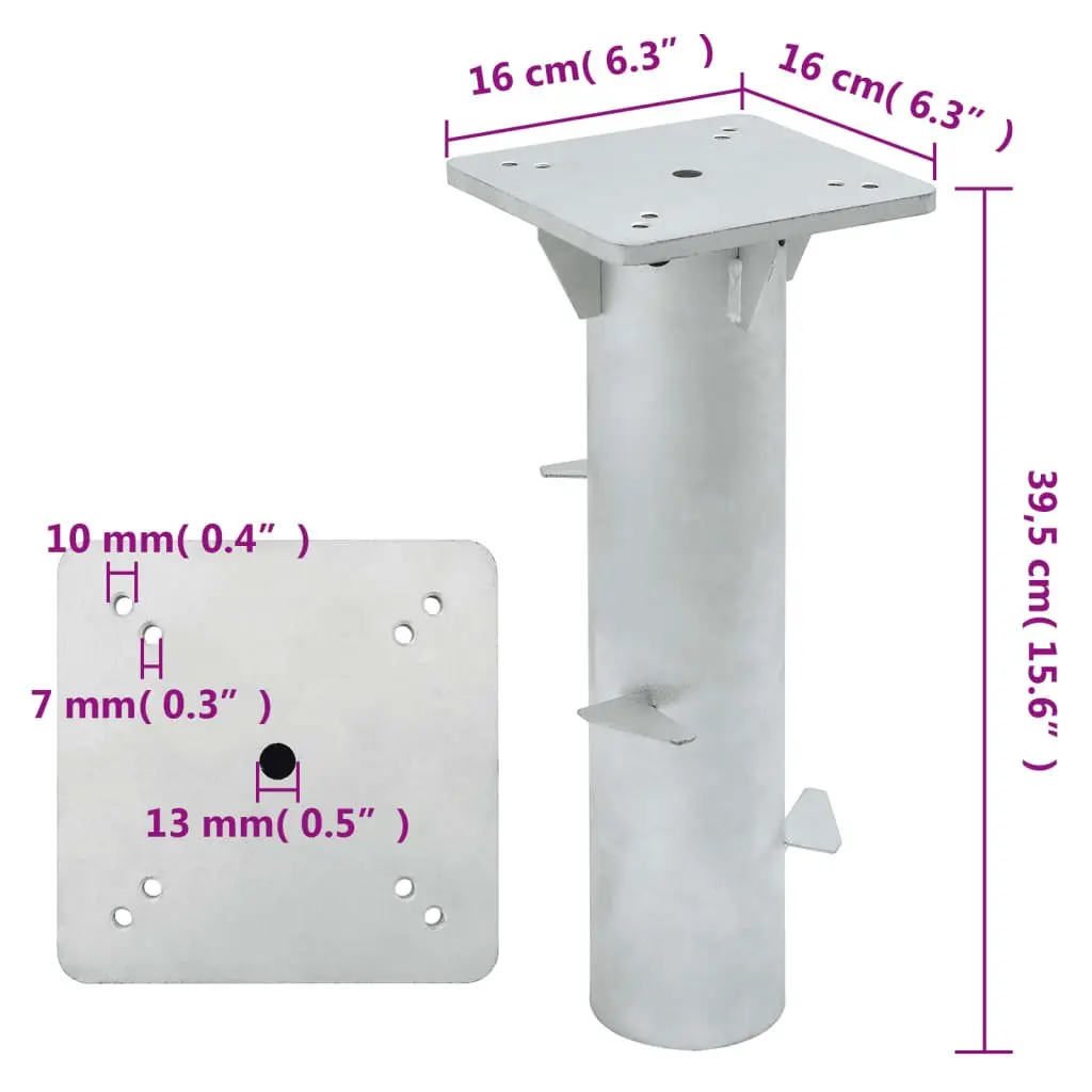 In-Ground Parasol Base Outdoor 16x16x39.5cm Steel