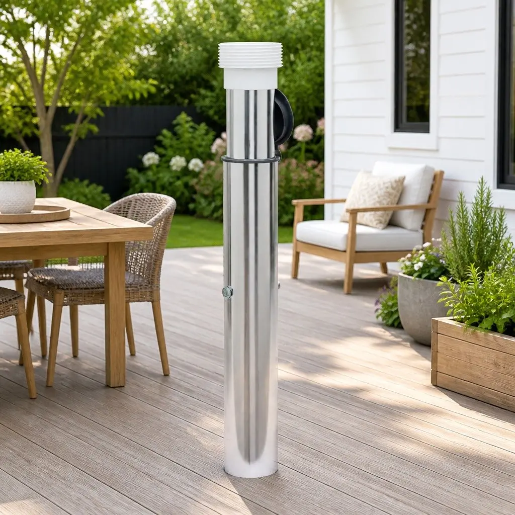 In-Ground Umbrella Socket Silver Anodized for 40-50mm Pole Outdoor Use