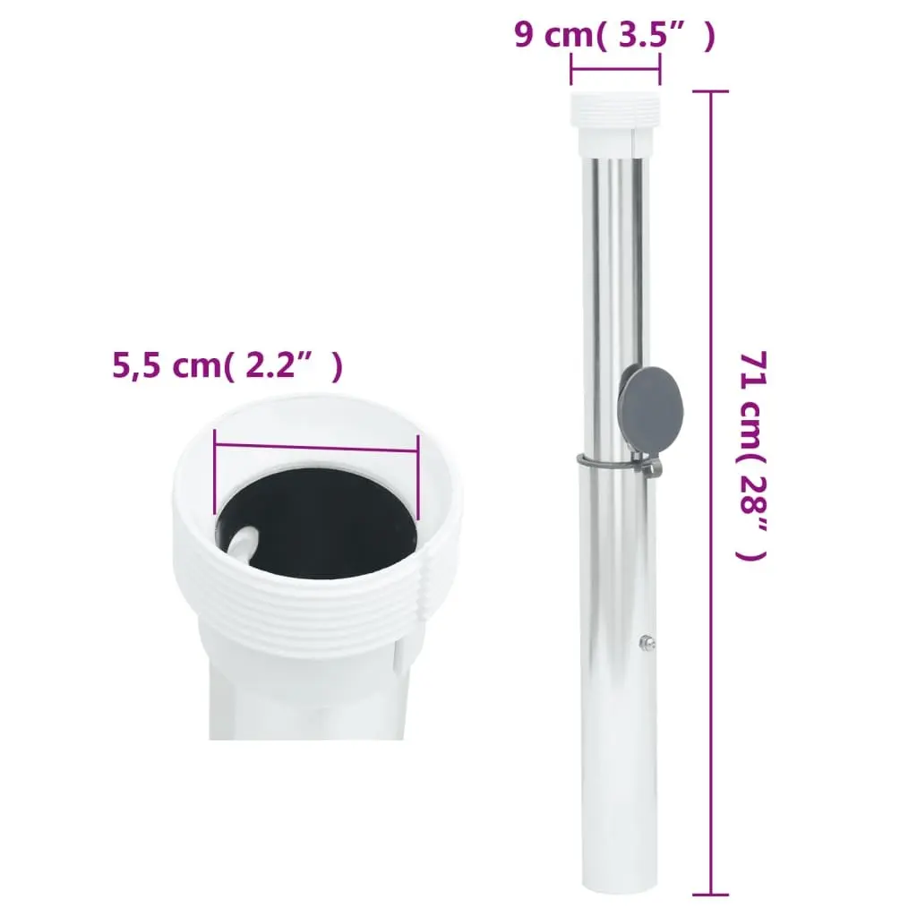 In-Ground Umbrella Socket Silver Anodized for 40-50mm Pole Outdoor Use
