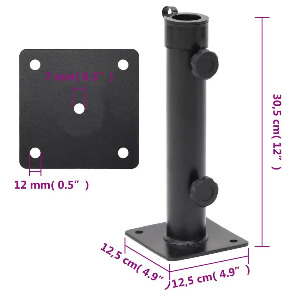 Parasol Base Outdoor Umbrella Stand Portable Steel Matt Black 38mm 48mm Pole