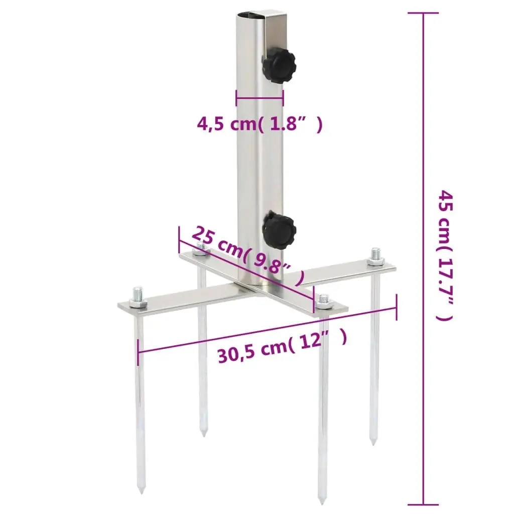 Parasol Base Outdoor Use Adjustable Steel Silver