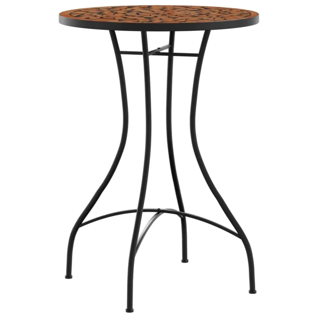 Mosaic Bistro Table Orange Ceramic Tabletop Garden Patio Outdoor Furniture