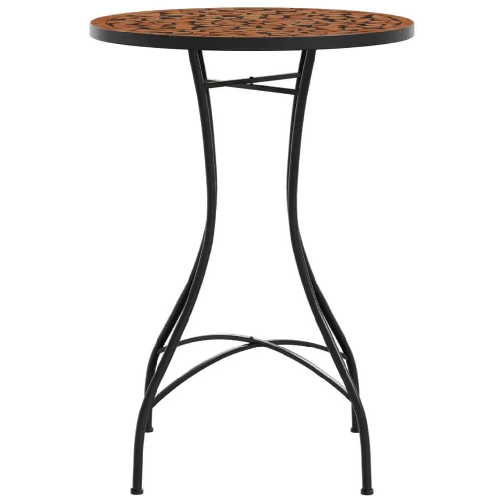 Mosaic Bistro Table Orange Ceramic Tabletop Garden Patio Outdoor Furniture