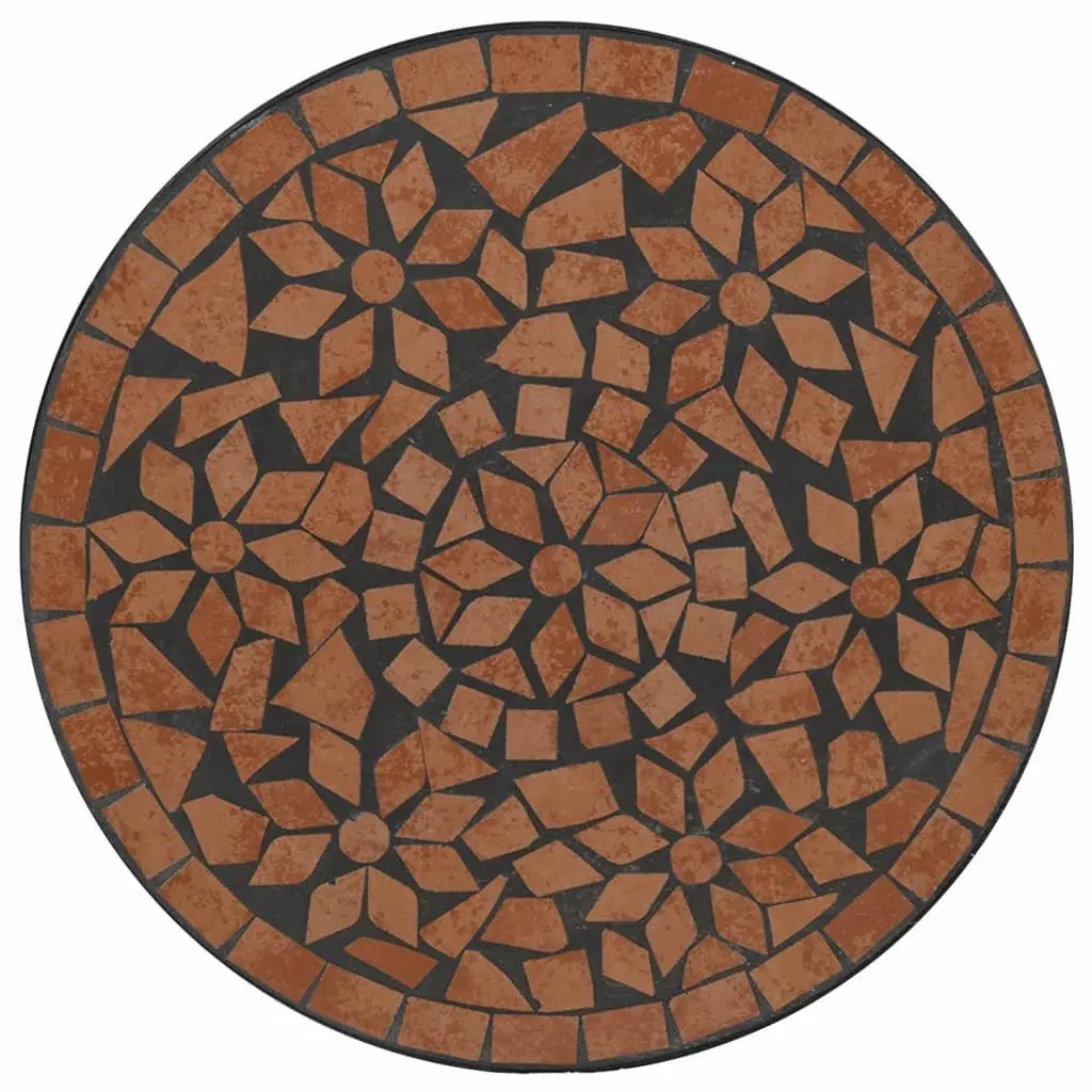 Mosaic Bistro Table Orange Ceramic Tabletop Garden Patio Outdoor Furniture