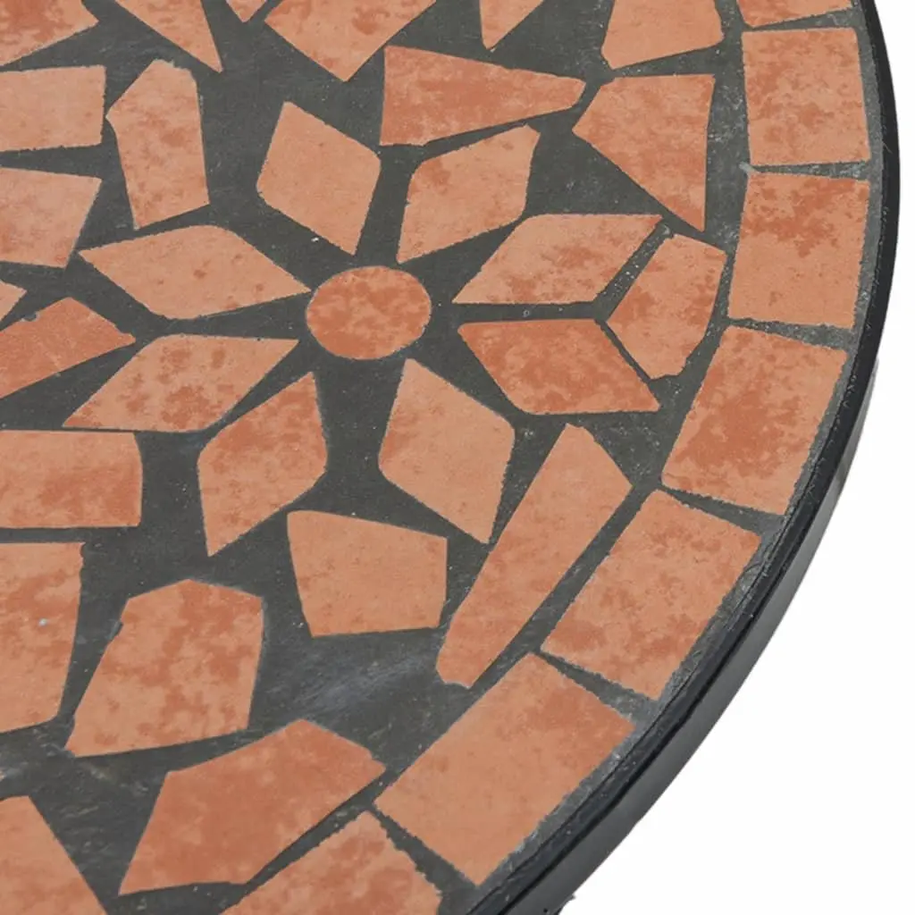 Mosaic Bistro Table Orange Ceramic Tabletop Garden Patio Outdoor Furniture