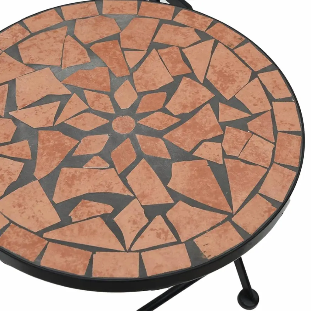 Outdoor Bistro Chairs Foldable 2 pcs Orange Ceramic Mosaic Garden Patio Seating