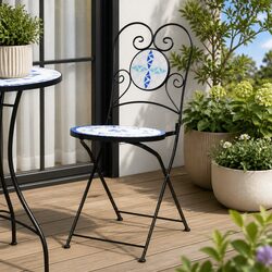Mosaic Design Foldable Bistro Chairs 2 Pack for Outdoor Use