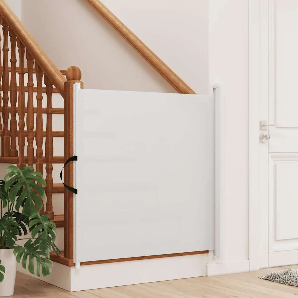 Retractable Pet Gate White 102.5x125 cm Dog Safety Barrier Portable Indoor Fence