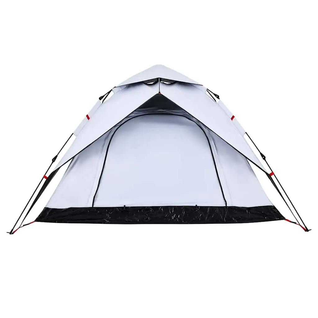 Camping Tent Dome 4-Person White Blackout Fabric Quick Release Setup