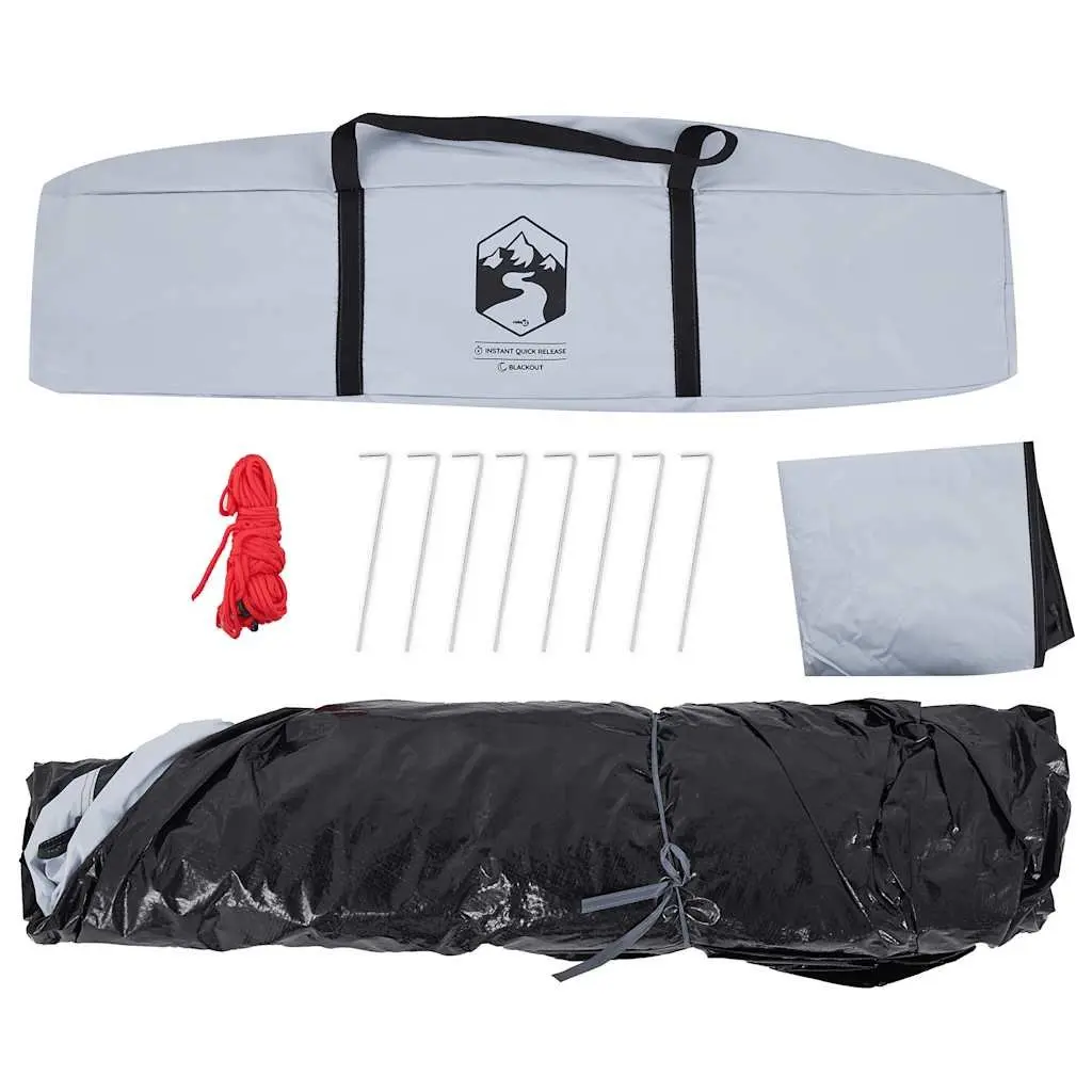 Camping Tent Dome 4-Person White Blackout Fabric Quick Release Setup