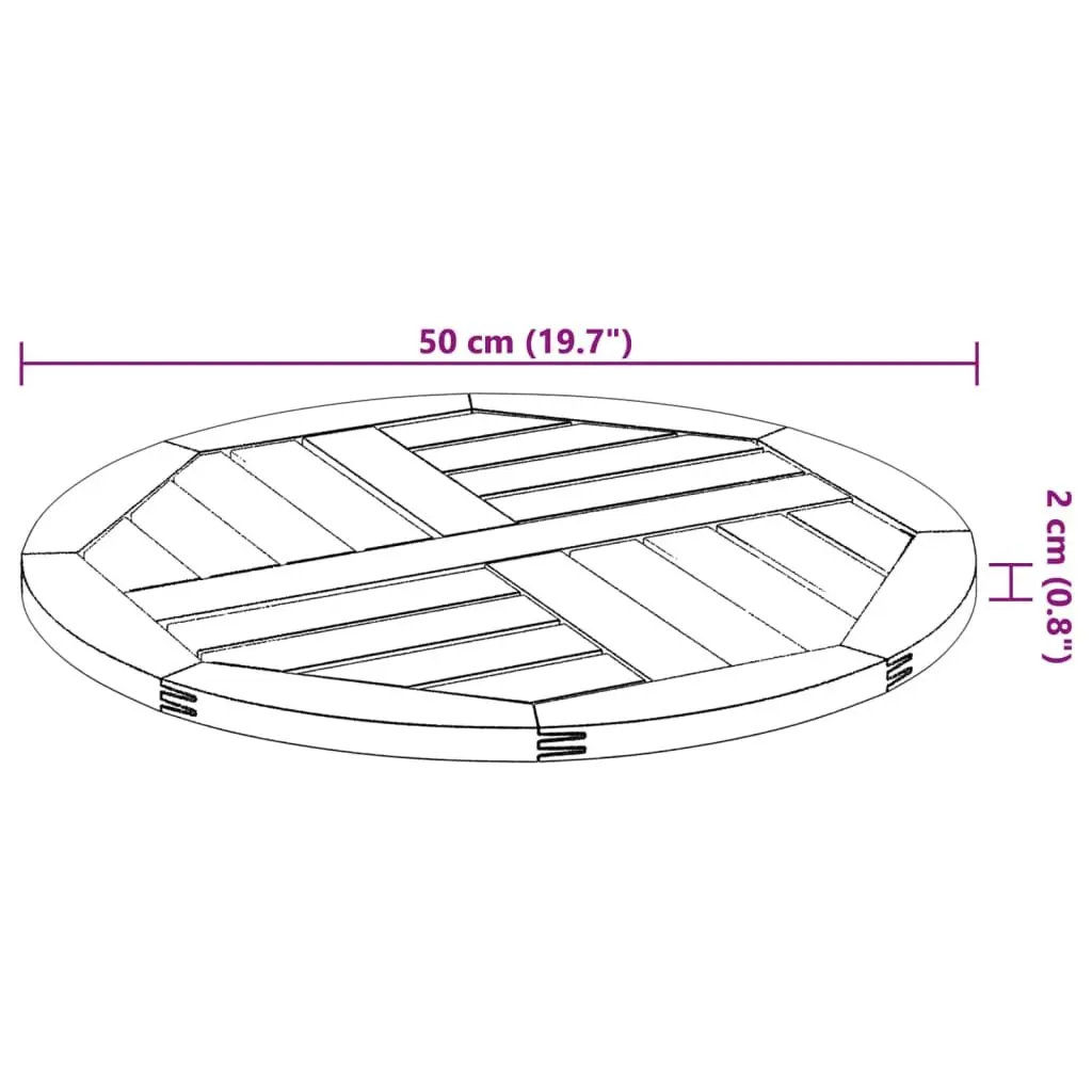 Round Solid Wood Table Top Ø50x2 cm