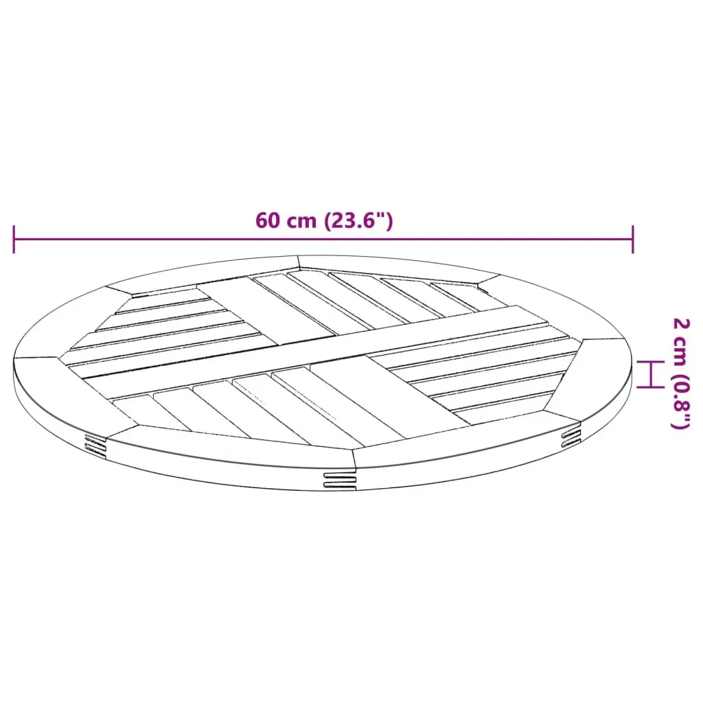 Ø60x2 cm Round Acacia Wood Table Top for Replacement
