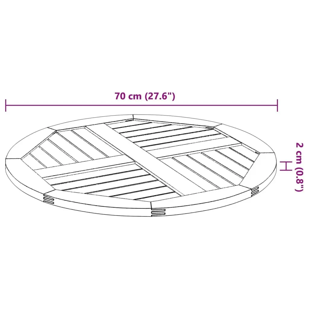 Ø70x2 cm Round Acacia Wood Table Top for Replacement