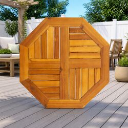 Octagonal Table Top Specifications: 60x60x2cm Brown Acacia Wood