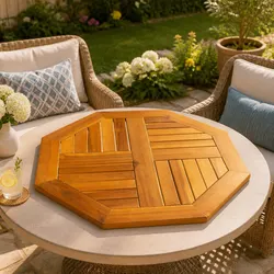 Octagonal Table Top Specifications: 60x60x2cm Brown Acacia Wood