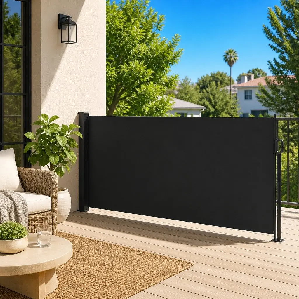 Black Retractable Side Awning 100x300cm