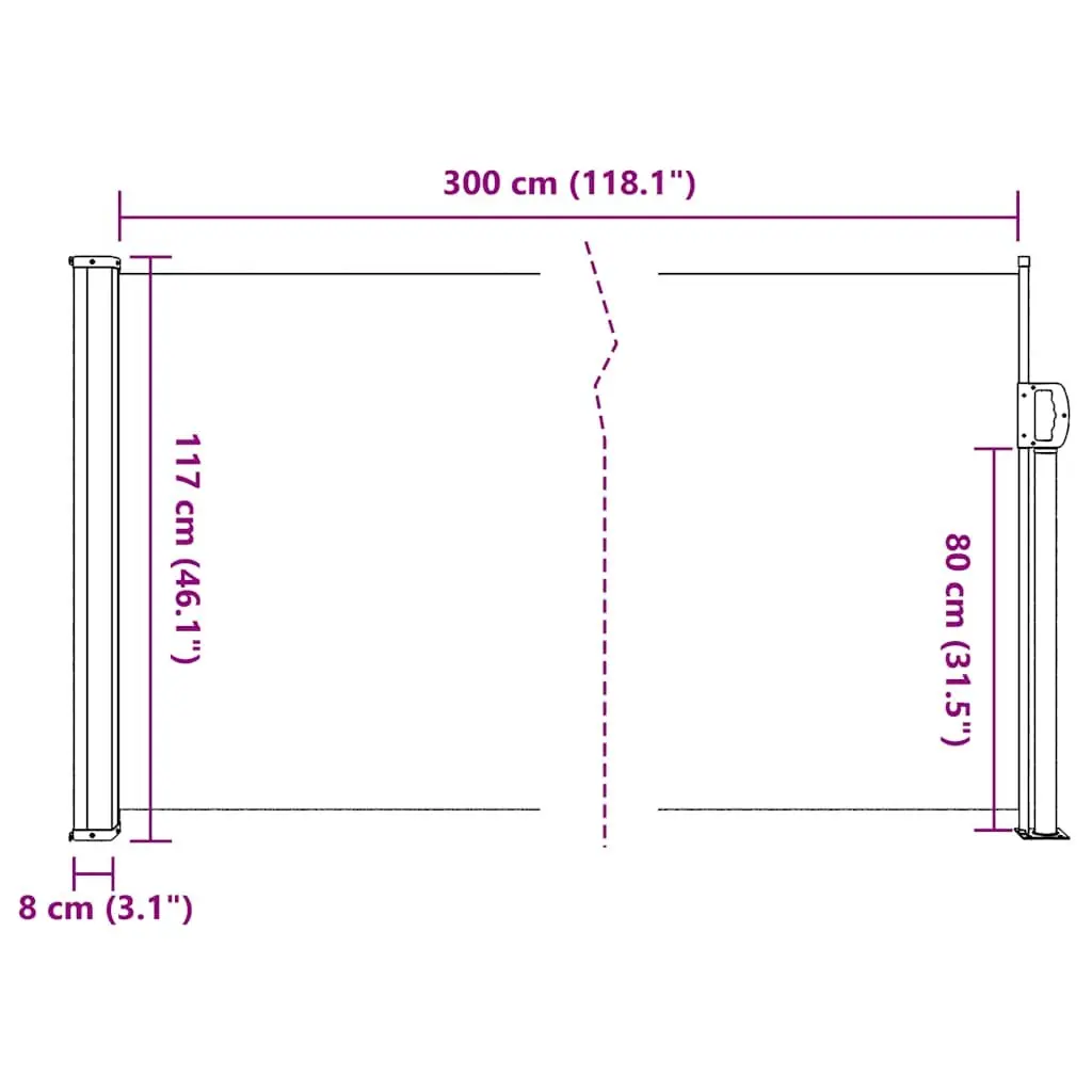 Retractable Side Awning Outdoor Privacy Screen 117x300cm Garden Patio