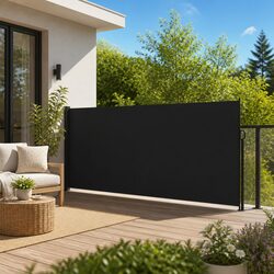 Retractable Side Awning - 160x300 cm Black Privacy Screen