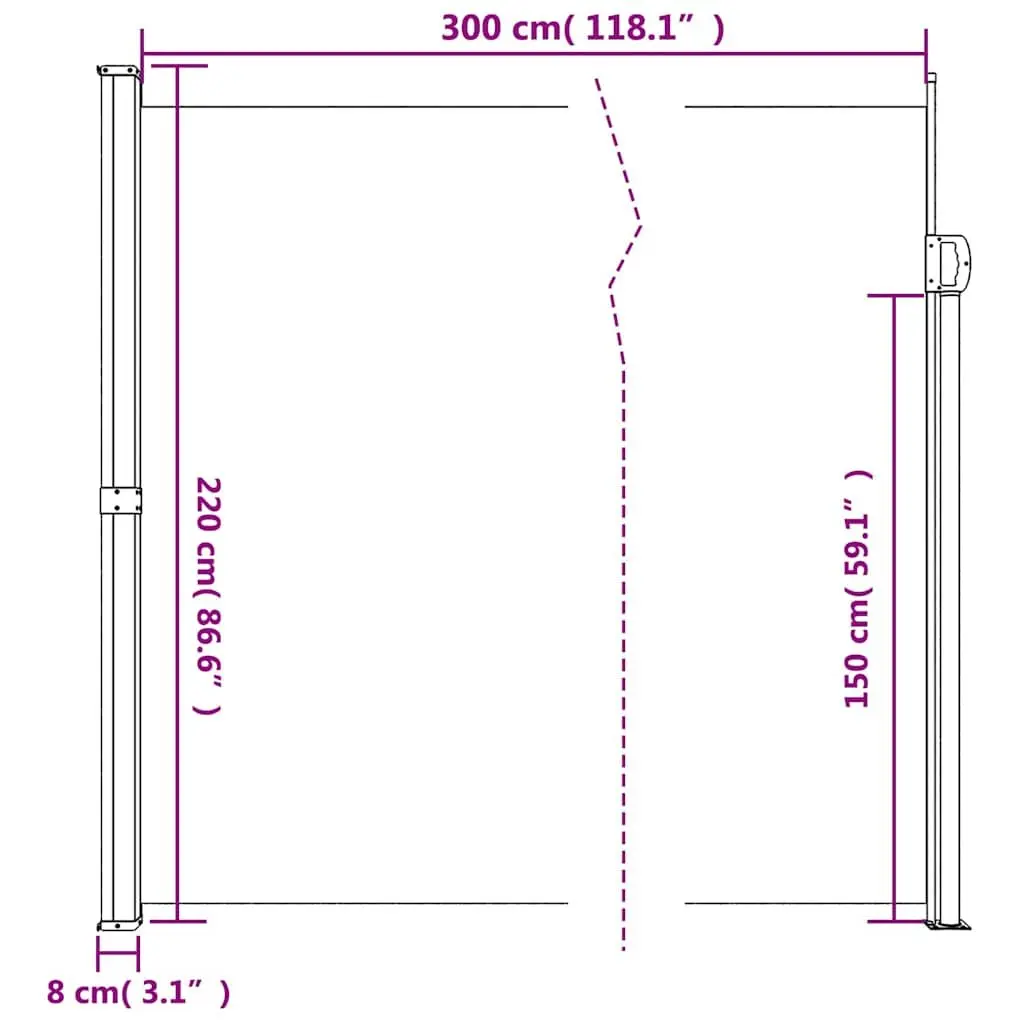 Retractable Side Awning Anthracite 220x300cm Garden Privacy Screen Patio Shade
