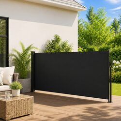 Retractable Side Awning Black 100x500cm for Garden Shade