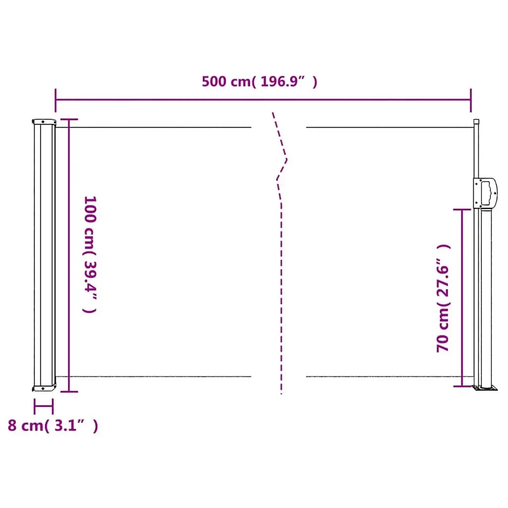 Retractable Side Awning Cream 100x500 cm Outdoor Privacy Screen Patio Terrace