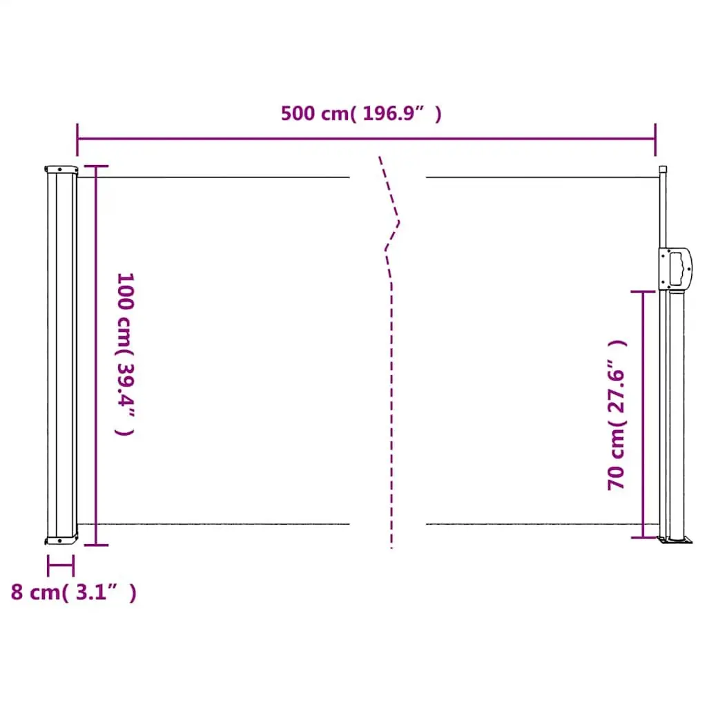 Retractable Side Awning Privacy Screen Outdoor Garden Balcony Terrace Patio