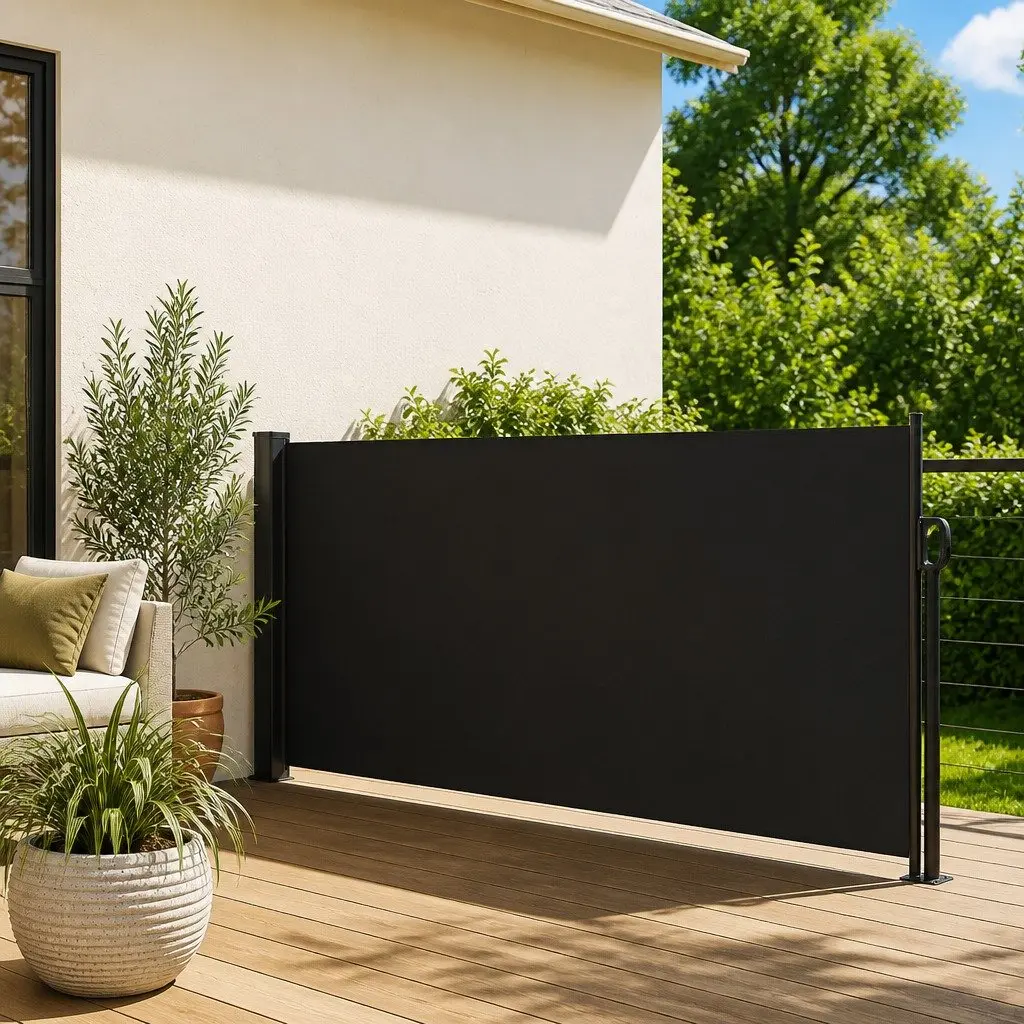 Black Retractable Awning 120x500cm
