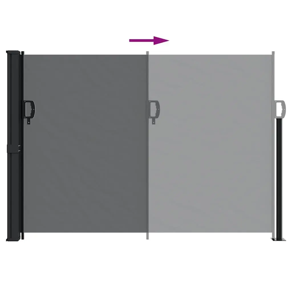 Retractable Side Awning Privacy Screen 140x500cm Black Outdoor Garden Shade