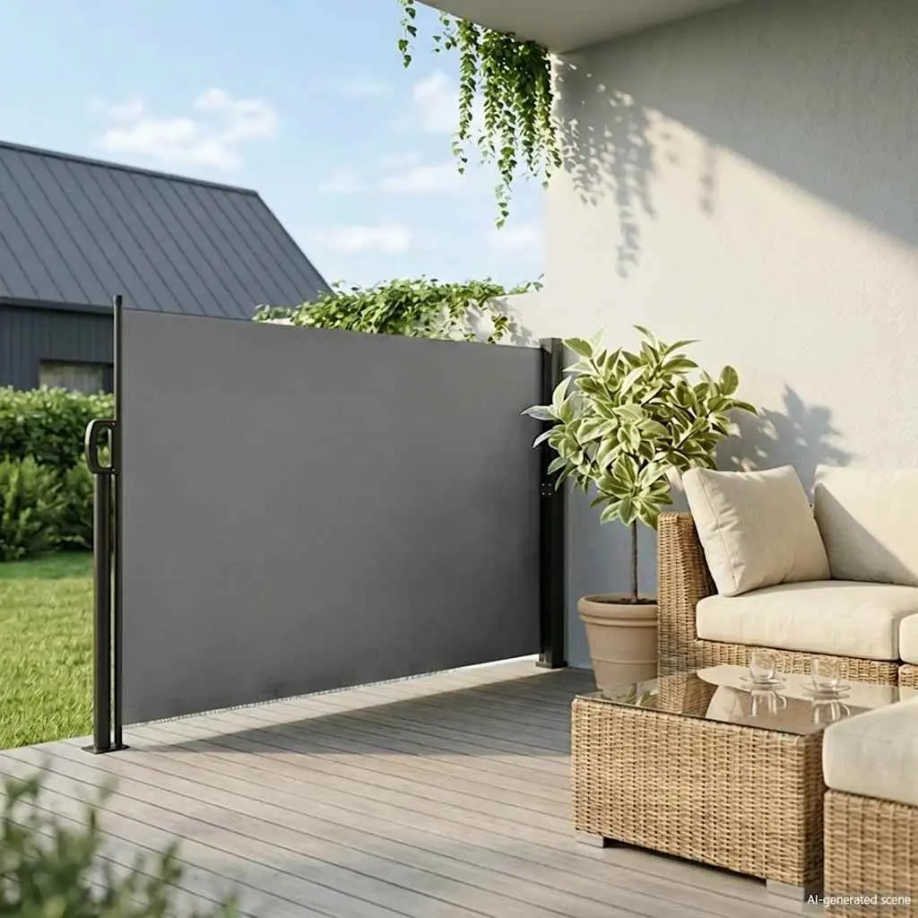 Retractable Side Awning Anthracite 160x500cm Garden Screen Patio Balcony Privacy