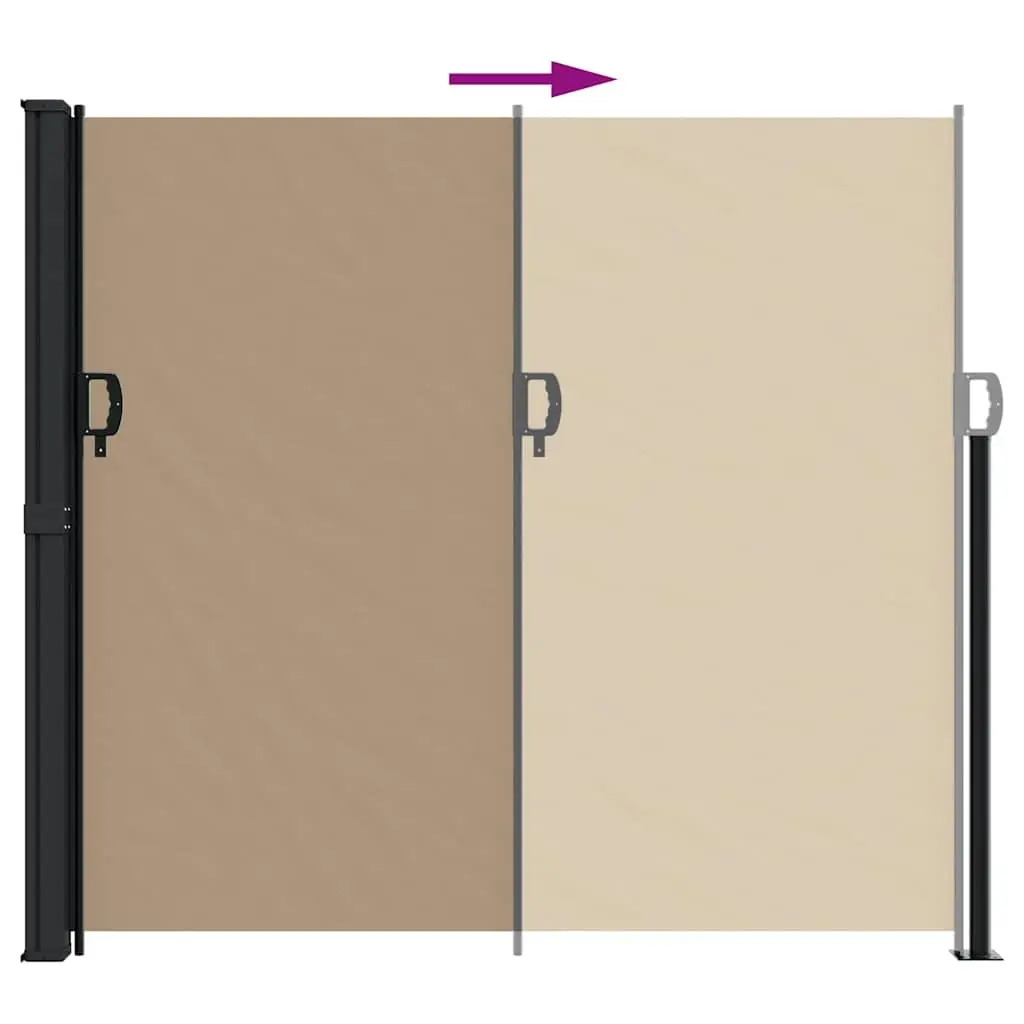 Retractable Awning 180x500 cm Taupe Privacy Screen for Outdoor Use Balcony Patio Garden