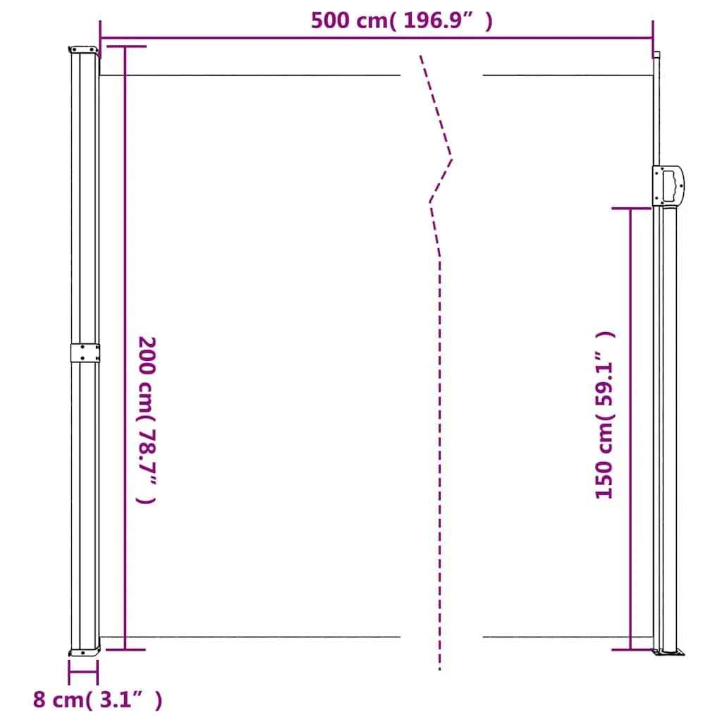 Retractable Side Awning 200x500cm