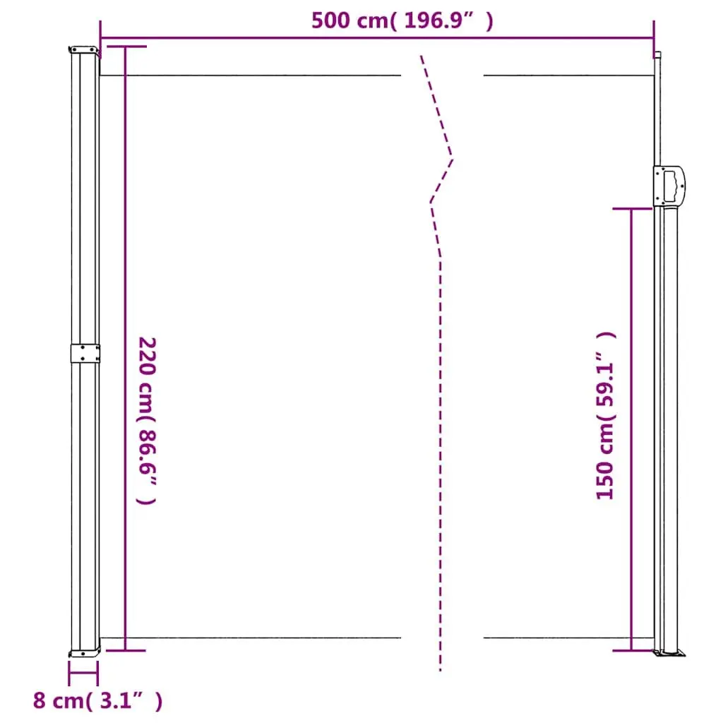 Retractable Side Awning Garden Screen Privacy Shade Balcony Terrace Patio