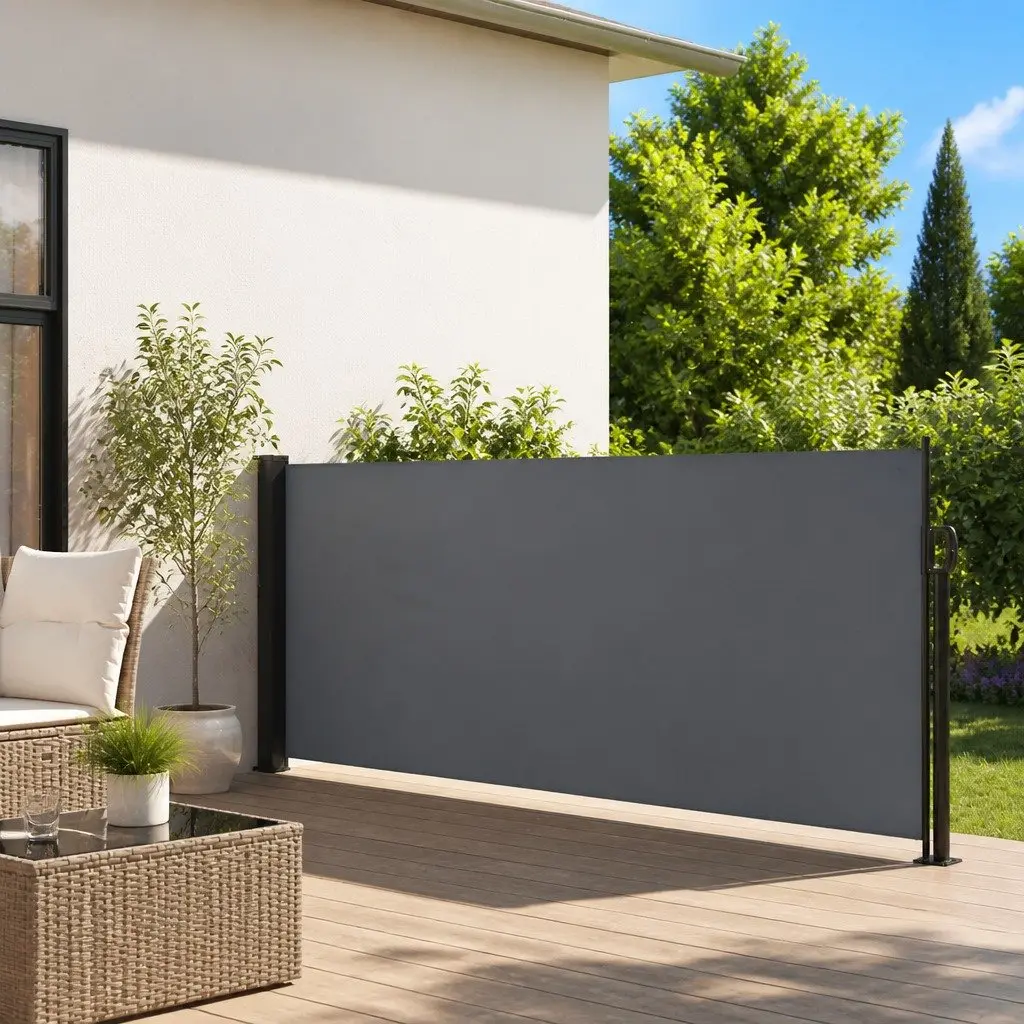 Retractable Side Awning Anthracite 120x600cm Garden Privacy Screen Patio Shade