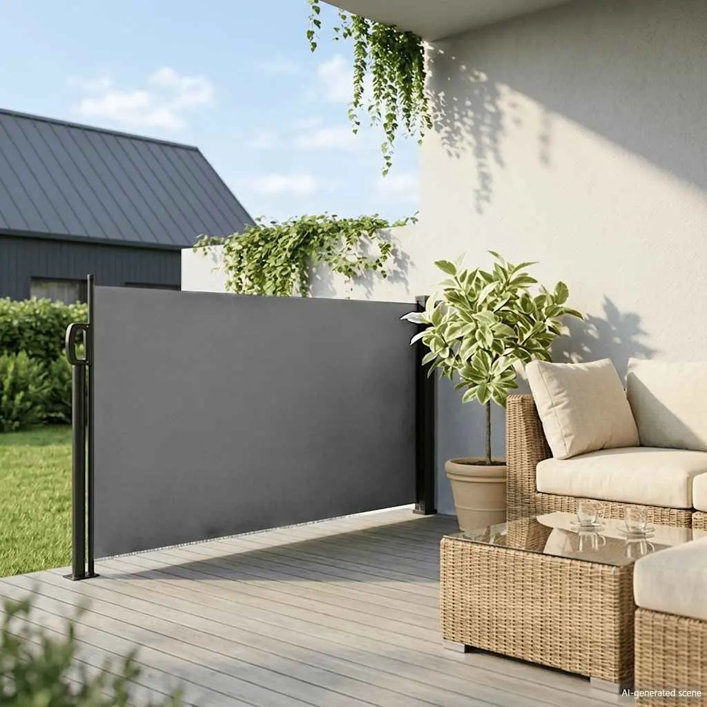 Retractable Side Awning Anthracite 120x600cm Garden Privacy Screen Patio Shade