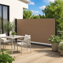 Retractable Side Awning in Taupe, 160x600cm Dimensions