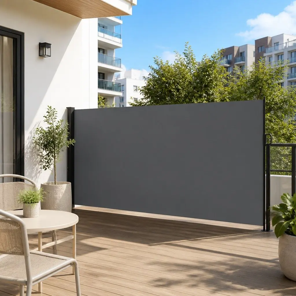 Retractable Side Awning Anthracite 160x600cm Garden Privacy Screen Patio Balcony