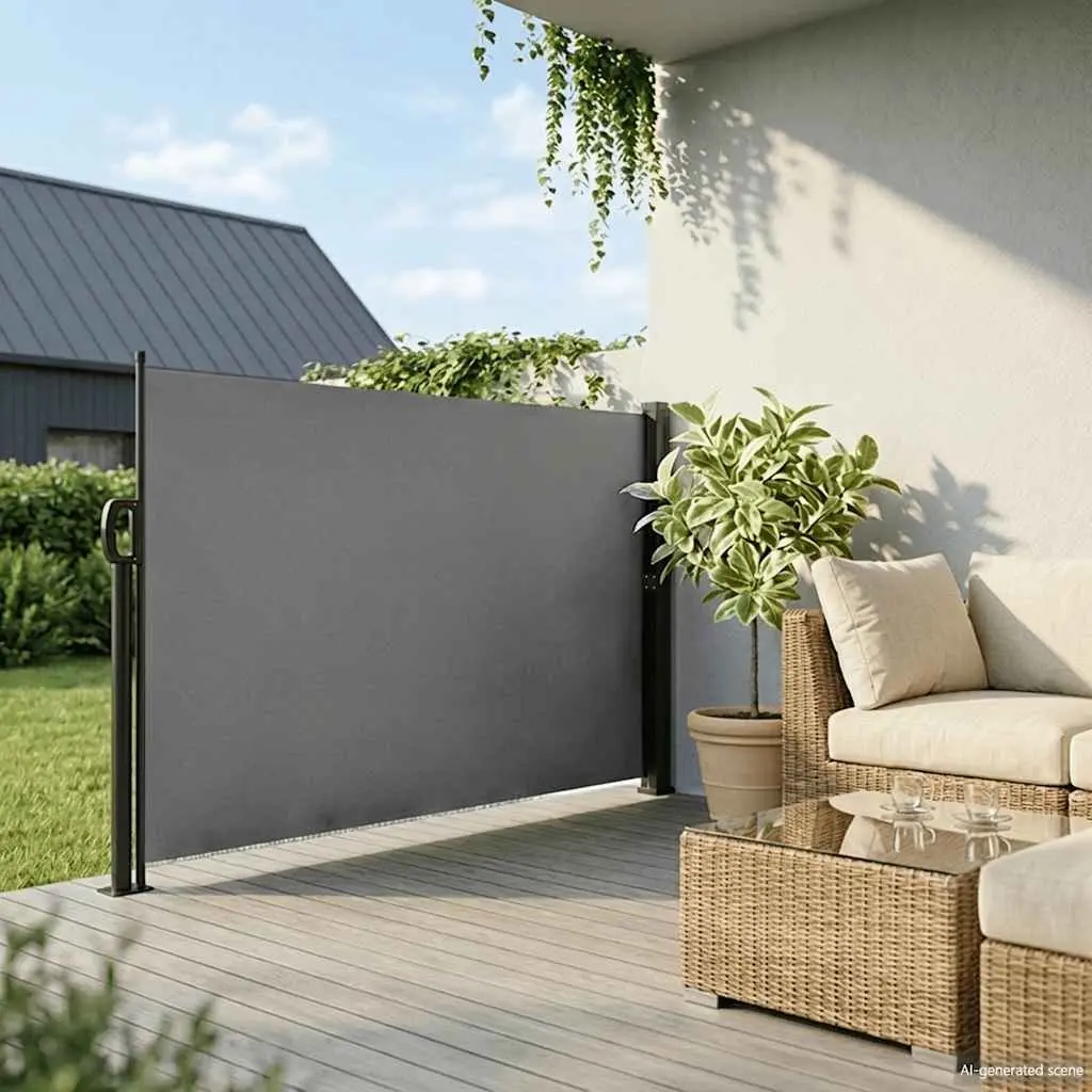 Retractable Side Awning 180x600cm Anthracite Patio Balcony Privacy Screen Garden
