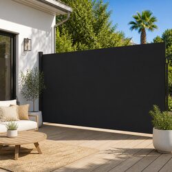 Retractable Side Awning 200x600cm Black Outdoor Privacy Screen Patio Balcony