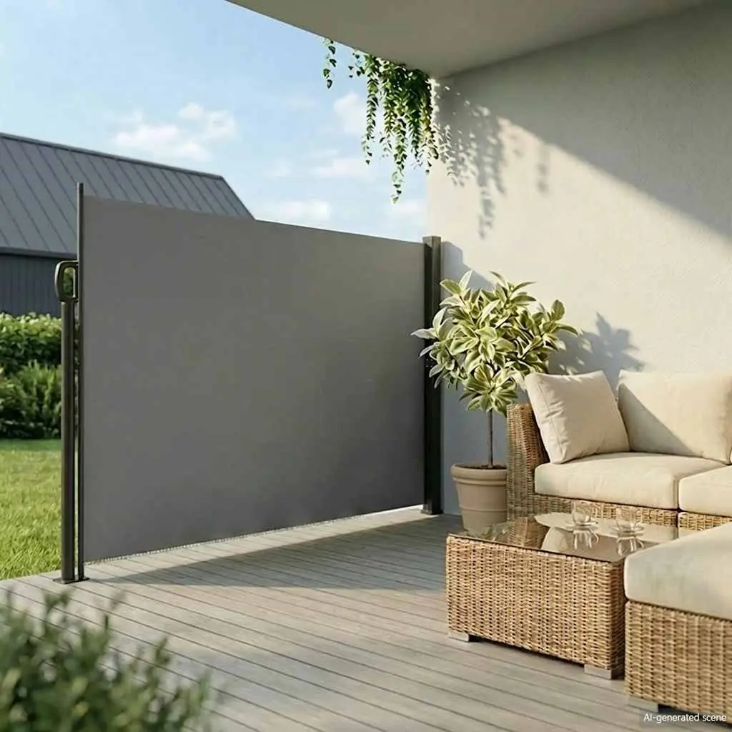 Retractable Side Awning 200x600cm Anthracite Garden Privacy Screen Outdoor Patio